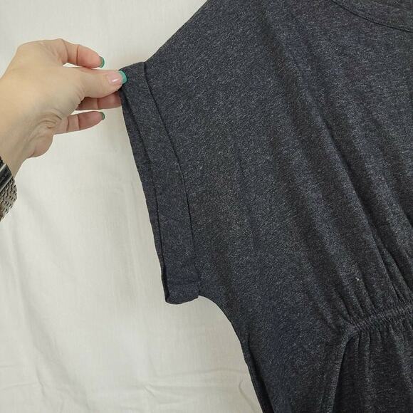 Caslon Women's Size M Short Cap Sleeve Tie Waist Peplum Blouse Gray Marl New - Picture 4 of 10